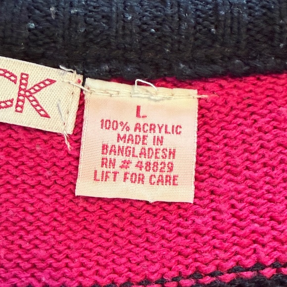 Lipstick Boutique Women’s Size L Vibrant Pink, Gray, Black Sweater Dress - Picture 11 of 12